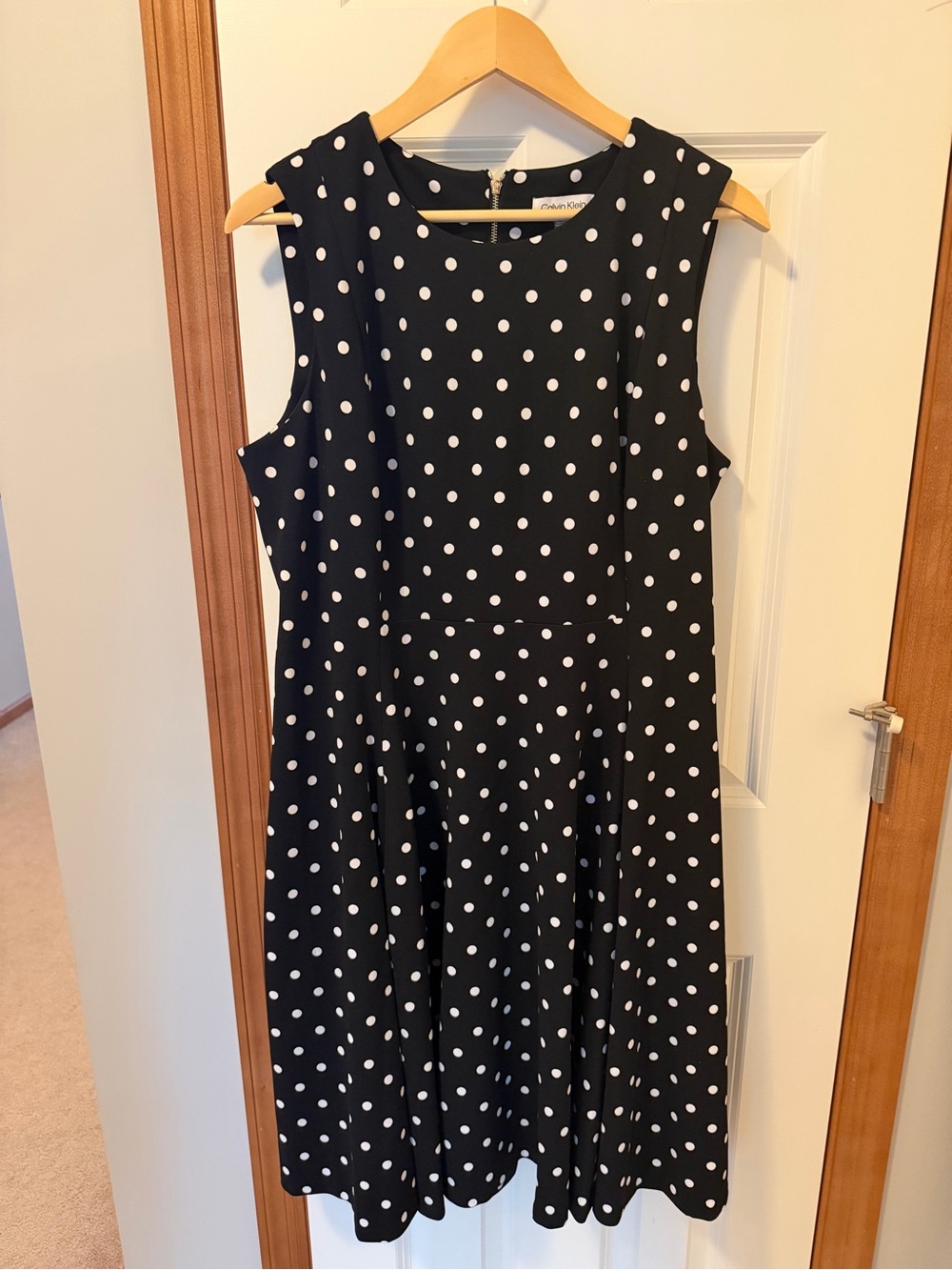 Black and White Polka Dot Sleeveless Dress - Calvin Klein size 16